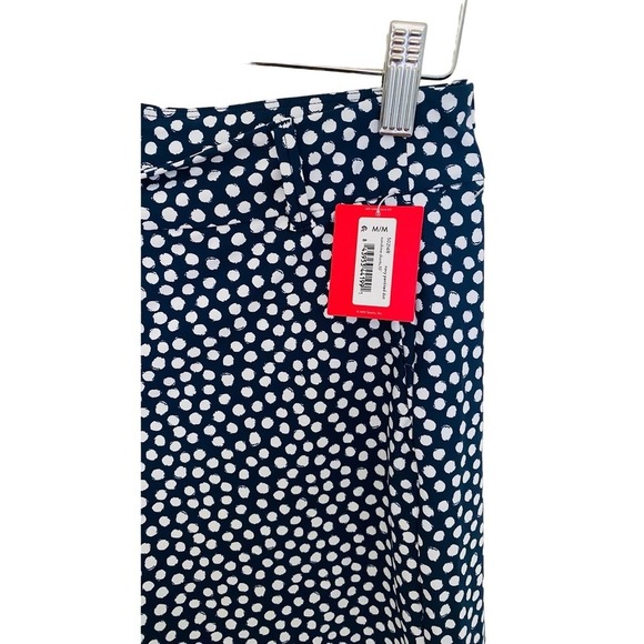 Spanx Sunshine Women Shorts 10" Bermuda Navy Blue Polka Dot Shorts - Picture 6 of 7